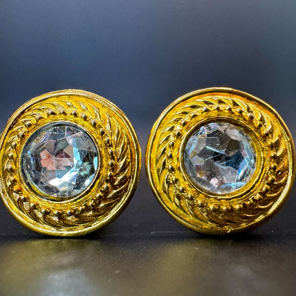 CHANEL 24 Carat Gold Plated Vintage Earrings